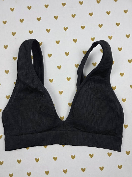 Victorias Secret Pink XS Black Ribbed Bralette Bra Top Tank