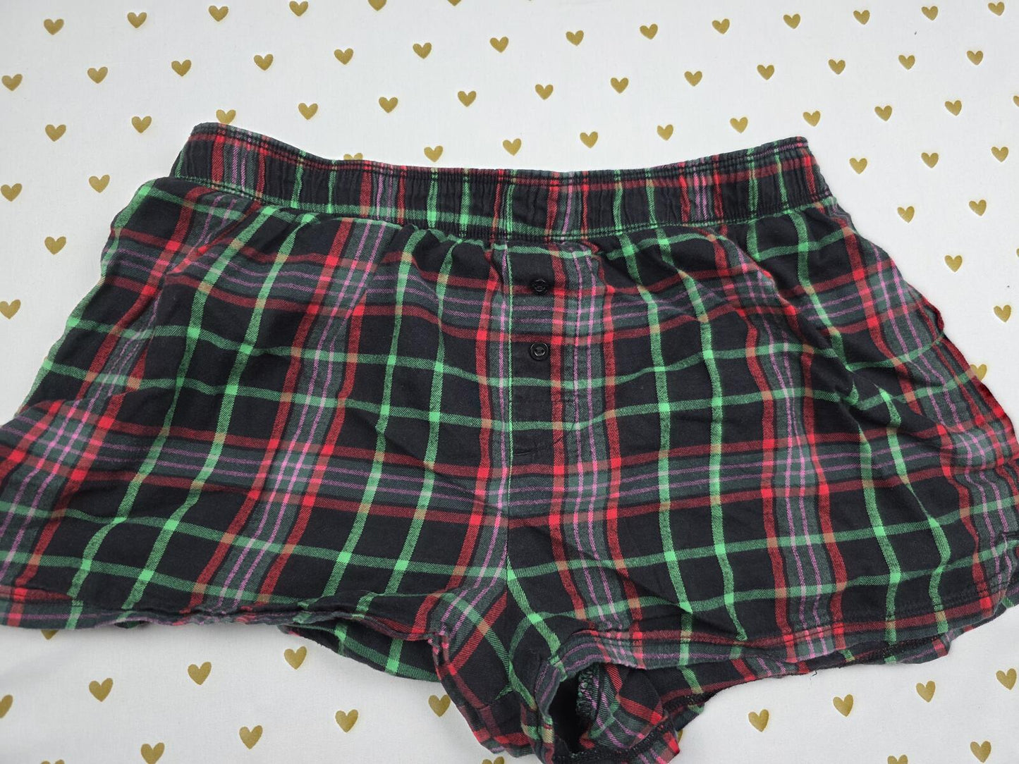Victorias Secret PINK Logo butt Plaid XS  Sleep Shorts Boxers Pajama Bottoms