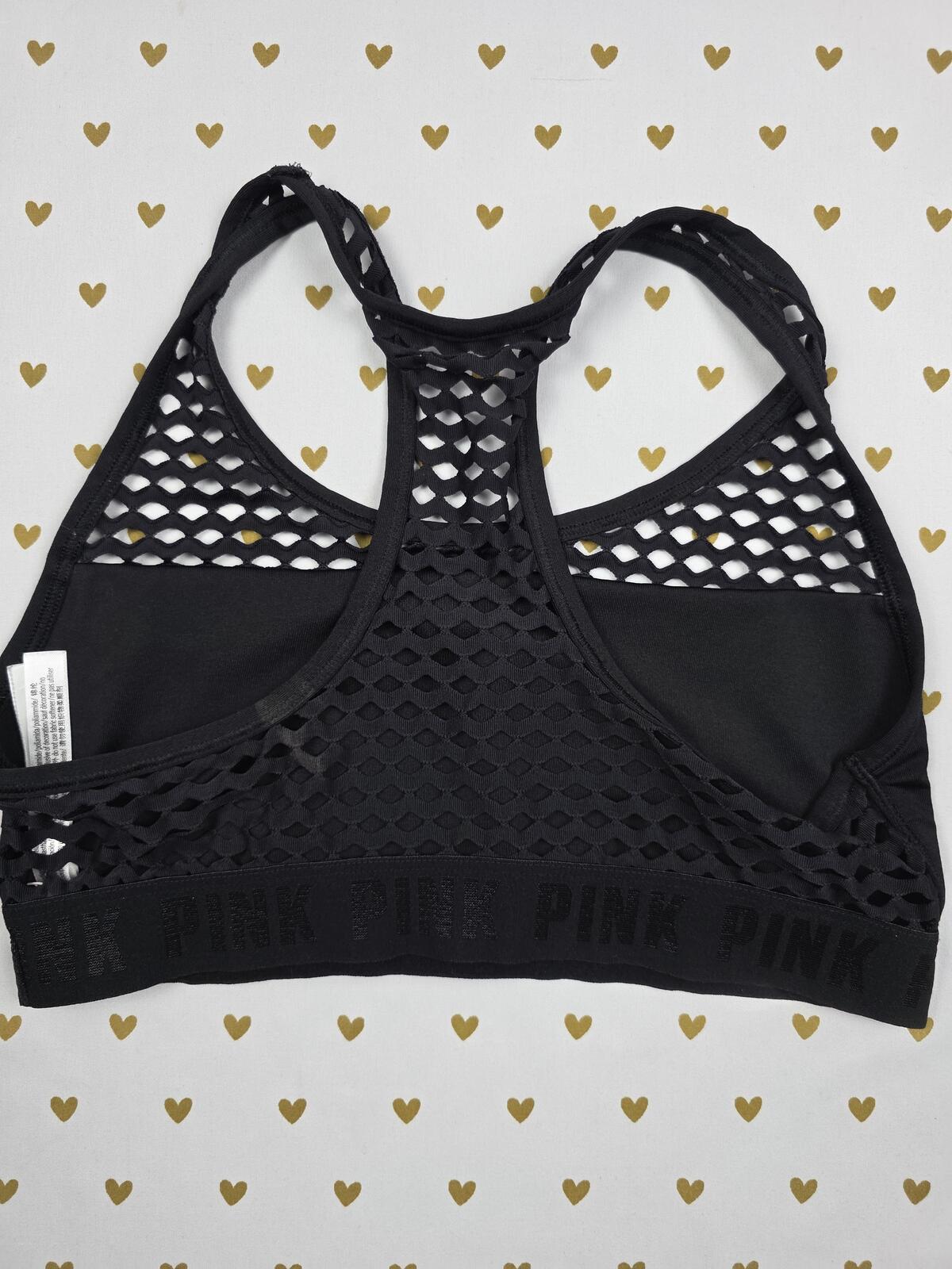 Victorias Secret Pink active sports bra black Large Bralette Bra Top Tank