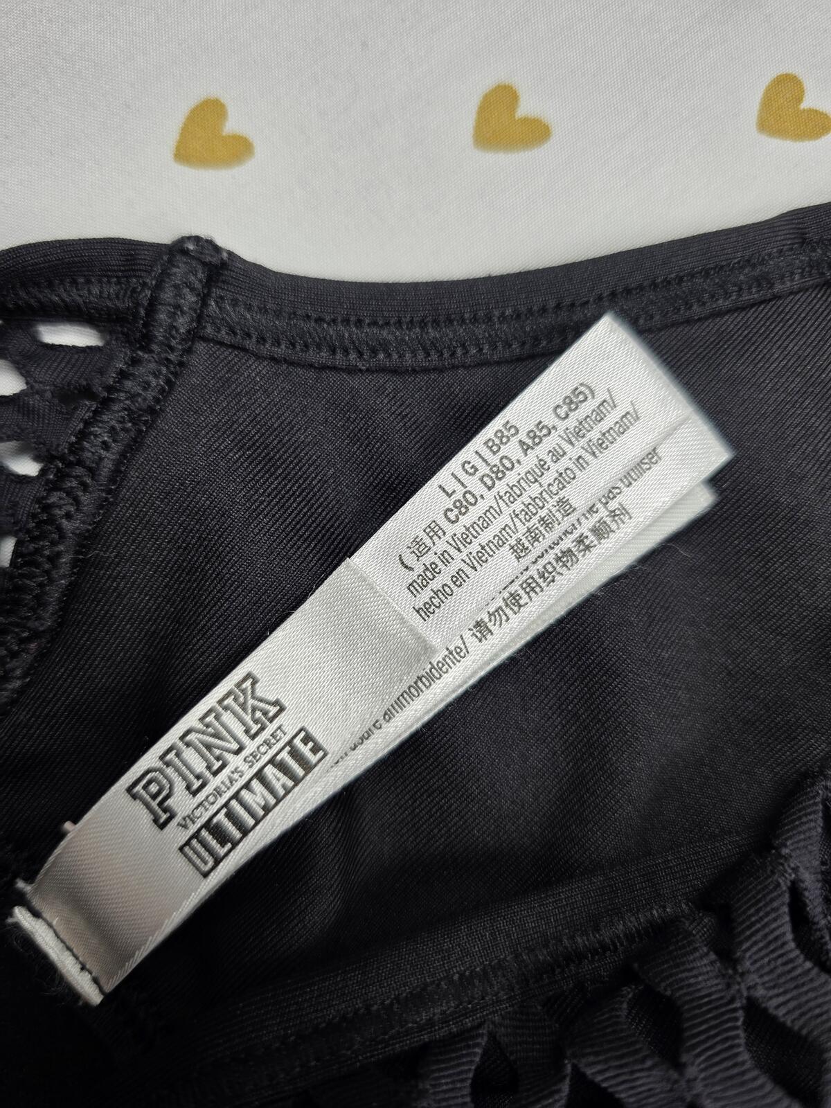 Victorias Secret Pink active sports bra black Large Bralette Bra Top Tank