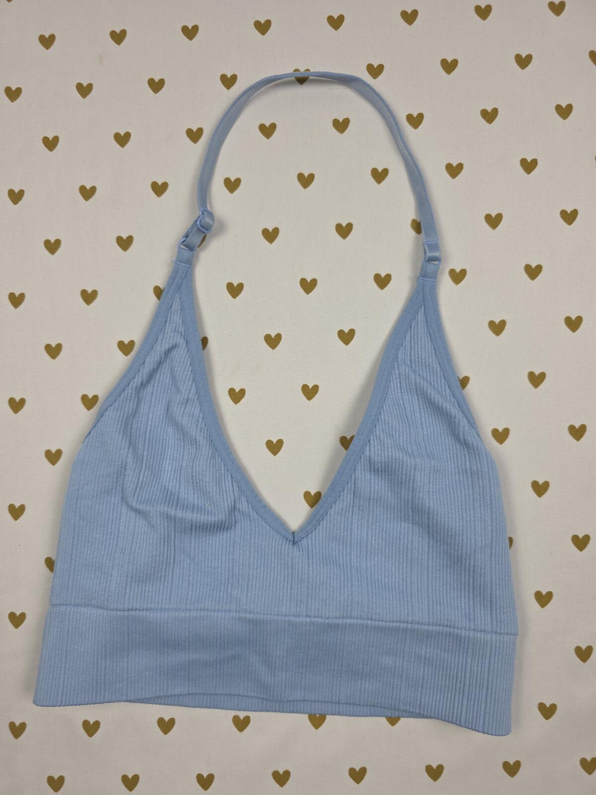 Victorias Secret Pink Halter XS Ribbed Bralette Bra Top Tank
