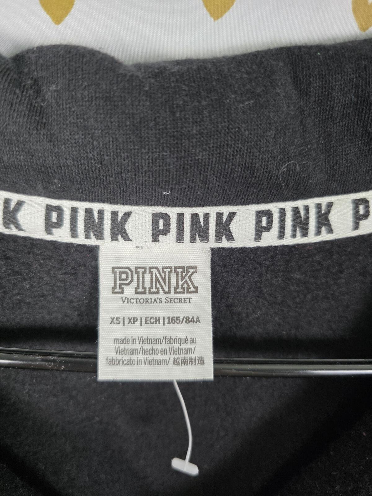 Victorias Secret Pink Embroidered Rare Hibiscus Sweater Shirt XS Oversized
