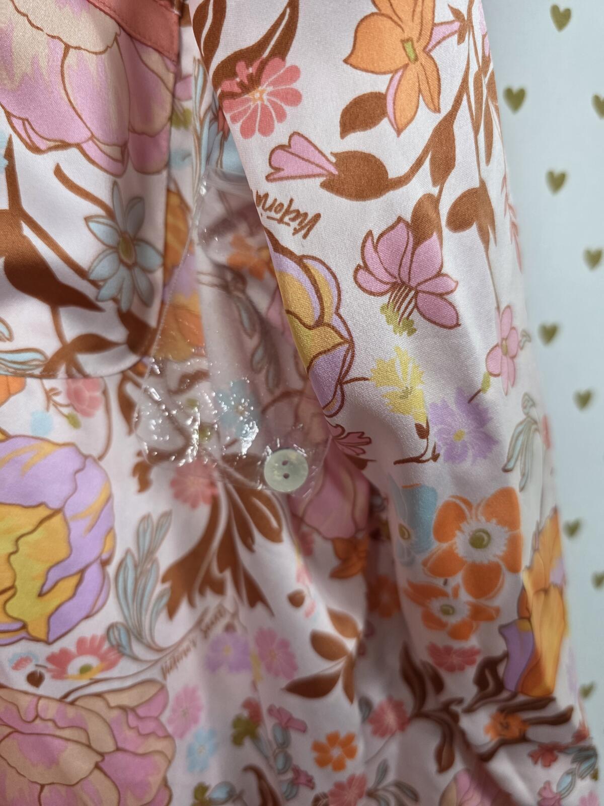 Victorias Secret Satin Silky Sleep Shirt Top Floral XL  New
