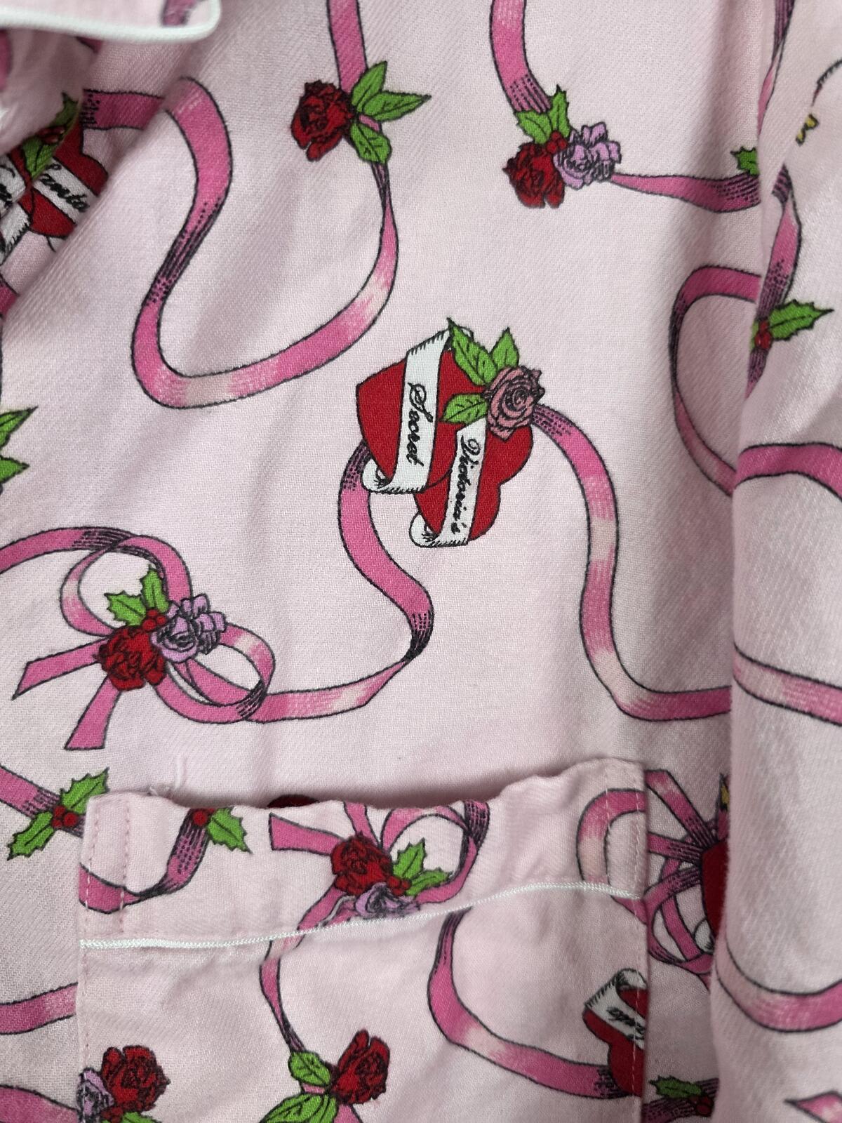 Victorias Secret Flannel Rose Vintage Sleep Shirt Top XL Pajama