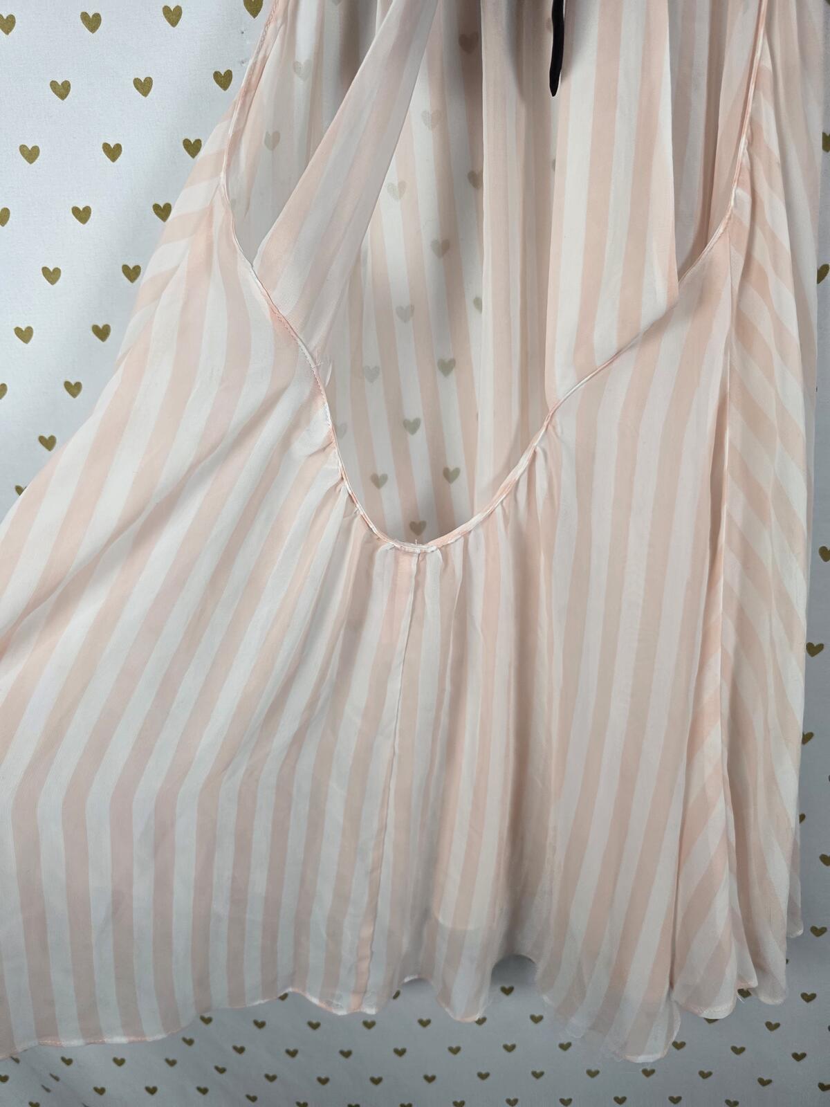 Victoria's Secret Pink Stripe Chiffon Babydoll Tunic Dress Rhinestone Y2K