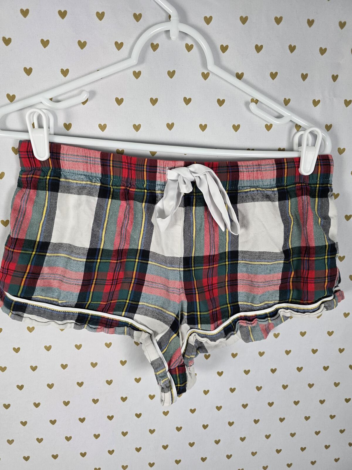 Victorias Secret PLAID Sleep Set Pajama Shirt Shorts 2pc SET MEDIUM