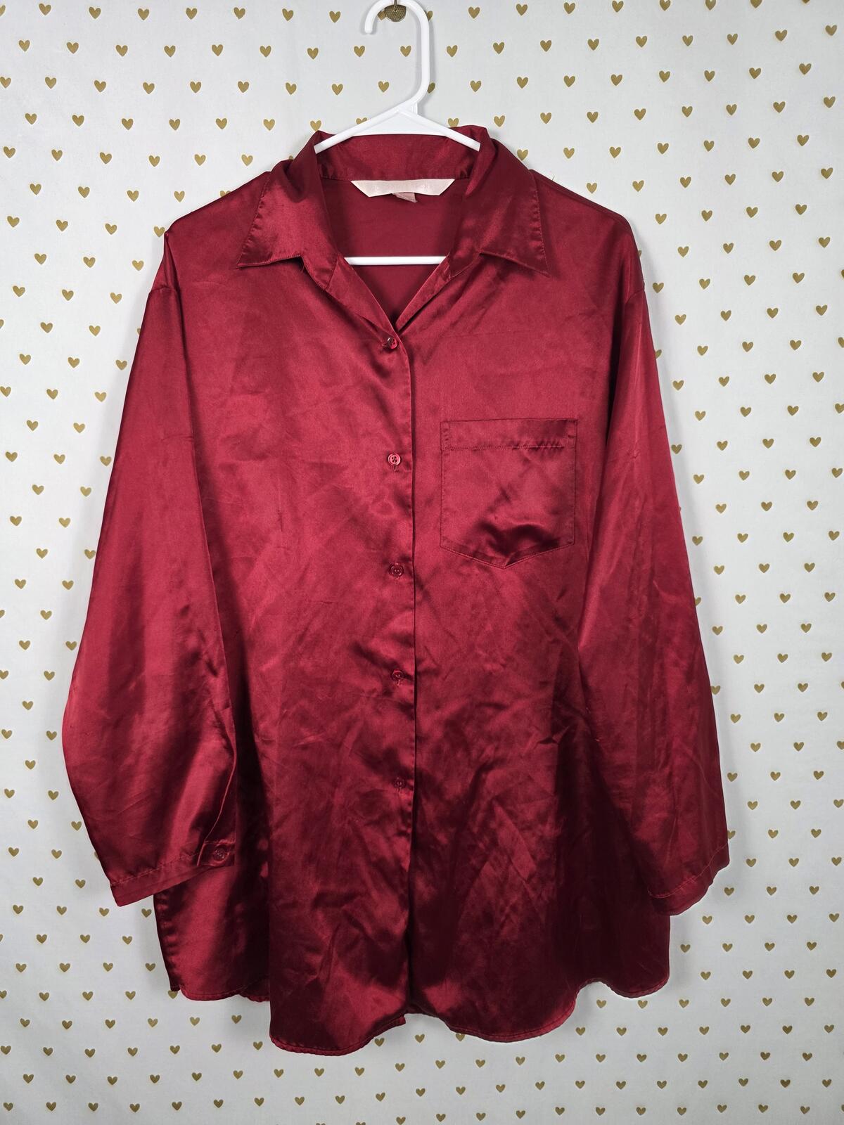 Victorias Secret Medium Vintage Y2k '99 Satin Red Silky Nightgown Sleep Shirt
