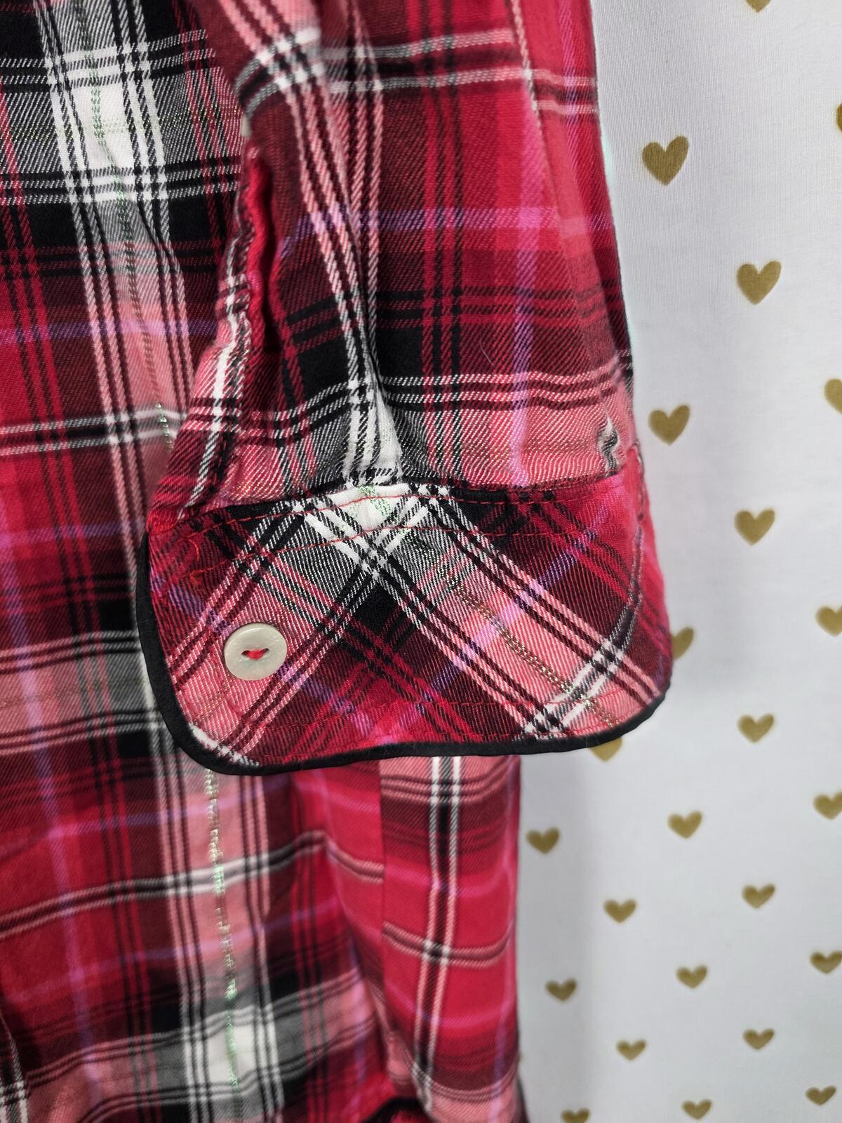 Victorias Secret Red Plaid Pajama Sleep Shirt nightgown Button Down XS