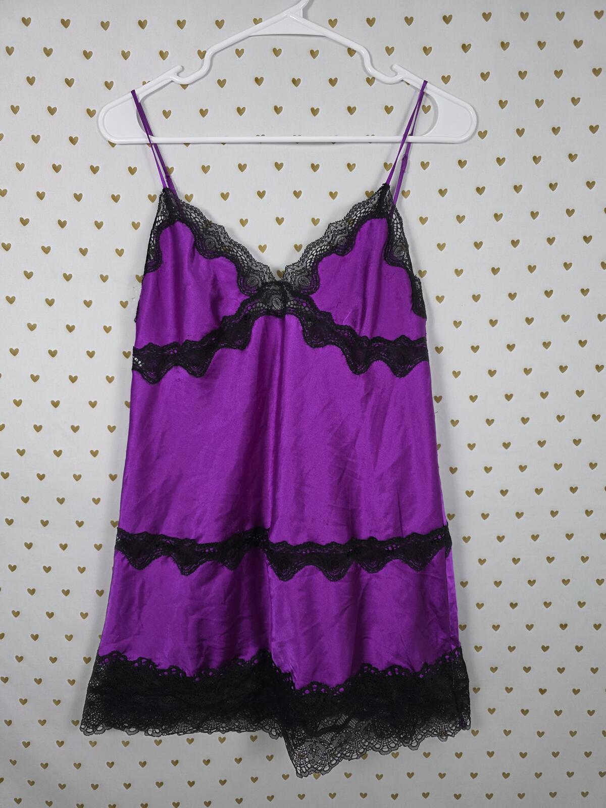 Victorias Secret Purple Lace Nightie Slip Dress Lingerie Sleep Large