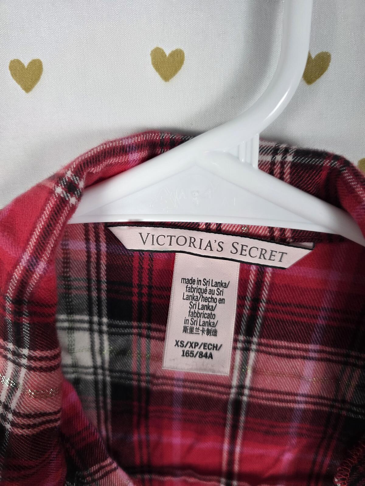 Victorias Secret RED Plaid Sleep Set Pajama 2pc Shirt Pants PJ XS