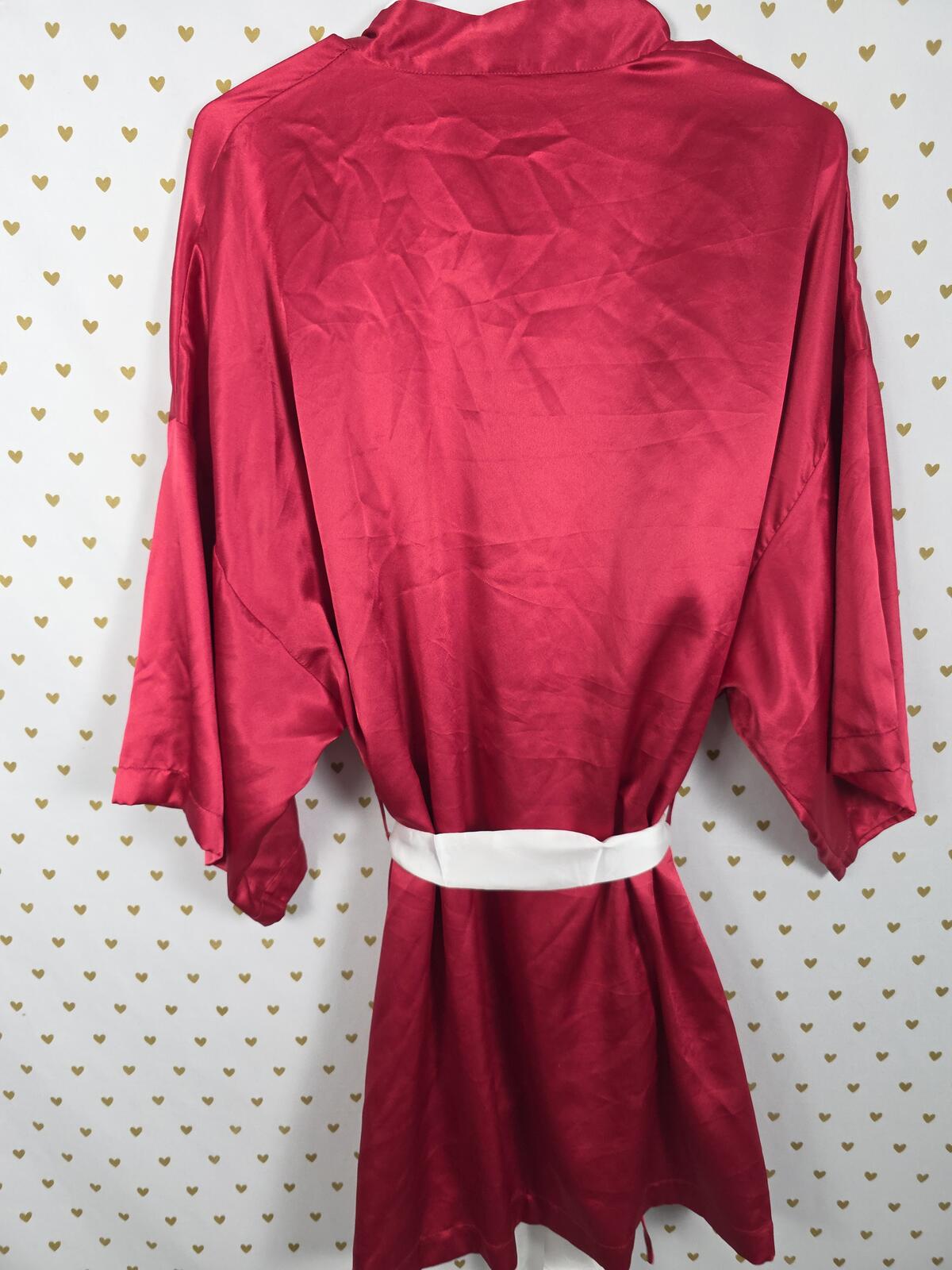 Victorias Secret Satin Silky Robe Red Kimono Lounge Tie Cover Up One Size fits