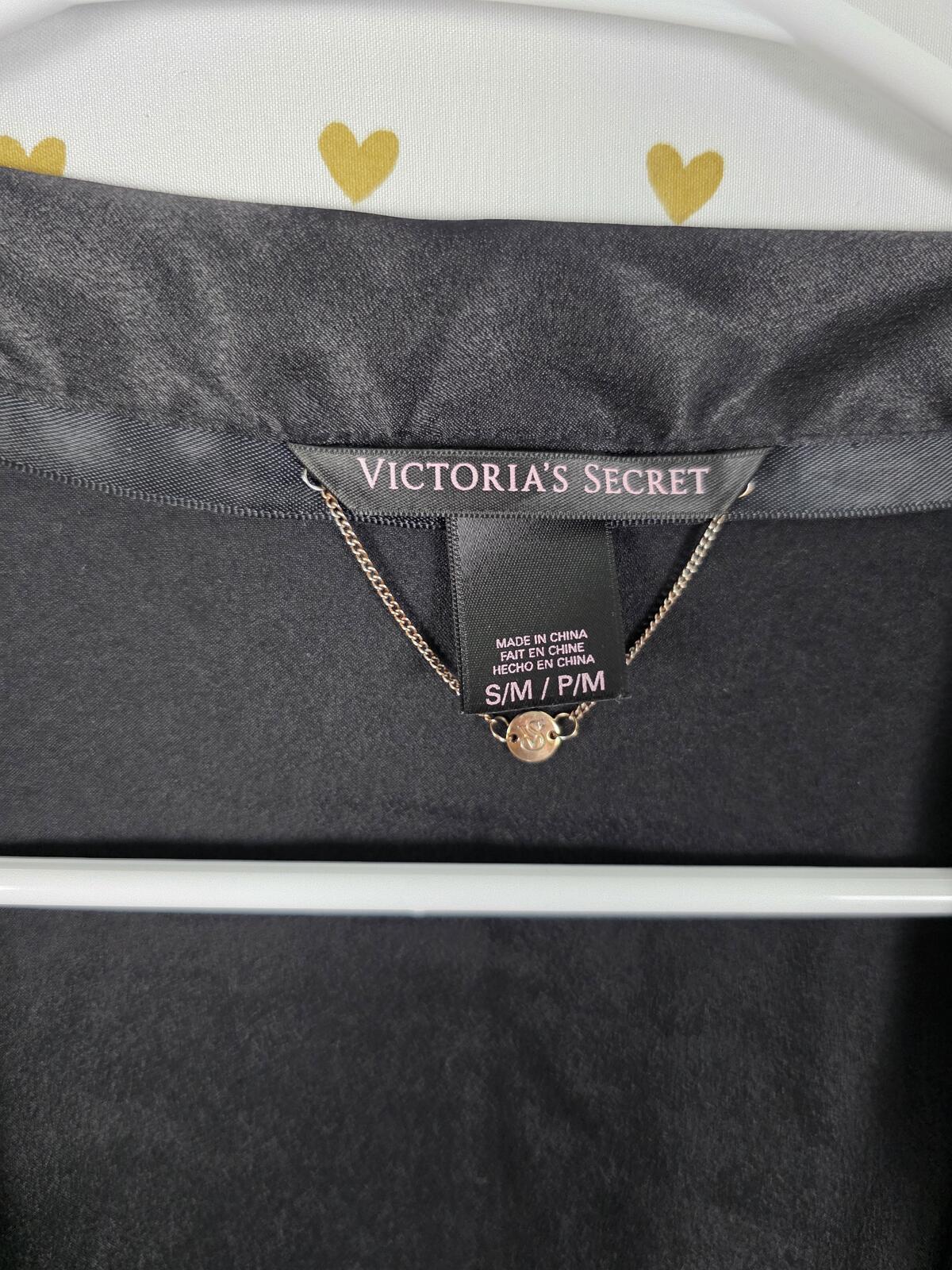 Victorias Secret Satin Silky Robe Black Small Medium Kimono Lounge