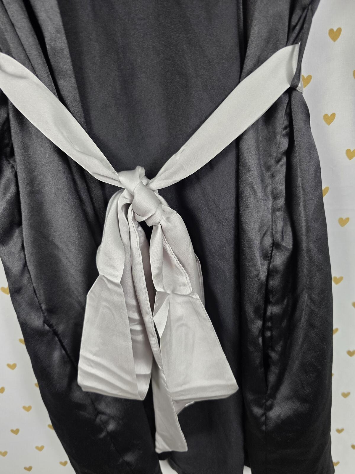 Victorias Secret Satin Silky Robe Black Small Medium Kimono Lounge