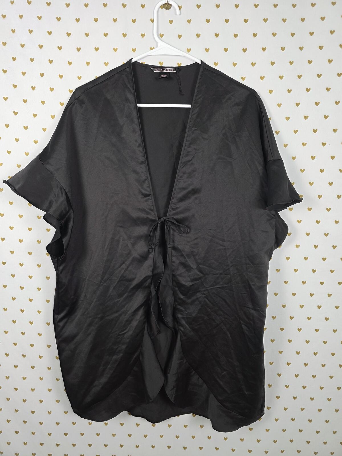 Victorias Secret Satin Silky Robe Front Tie Ruffle One Size Fits All