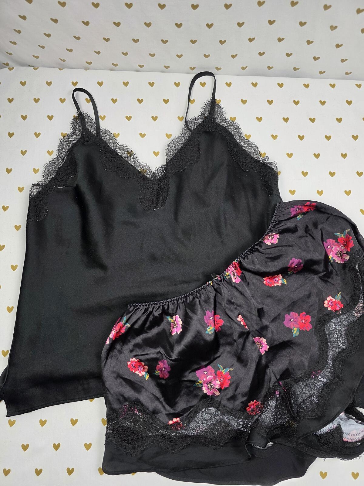 Victorias Secret Small Satin Floral 2pc Sleep Set Pajama Tank Shorts PJ