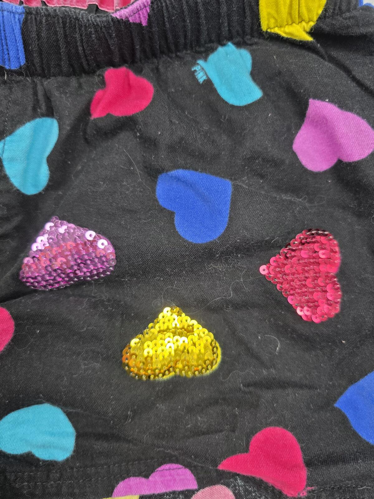 Victoria's Secret PINK Heart Sequin Sleep Shorts Velvet Waist Y2K M Bling