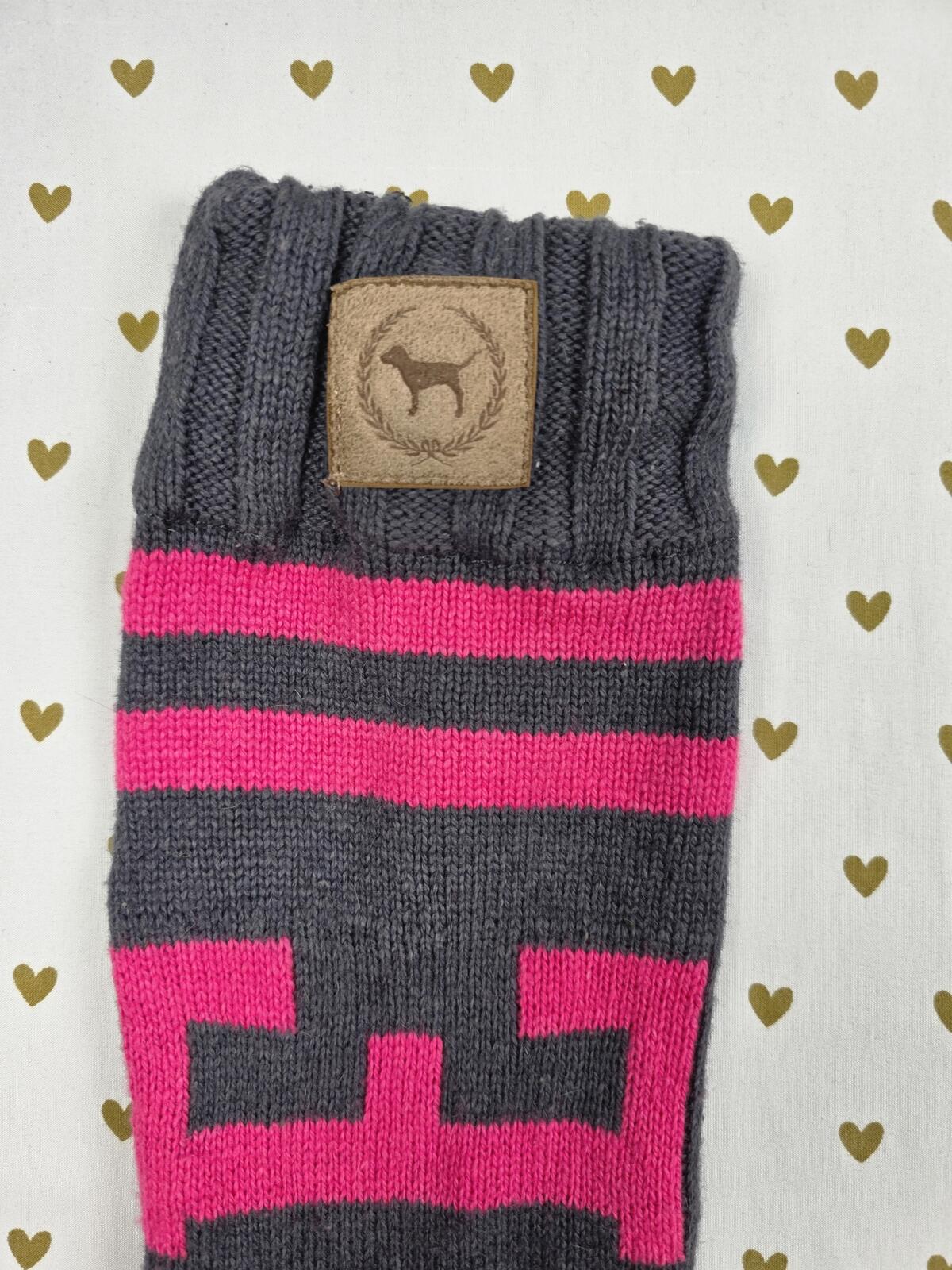 PINK Victoria's Secret Sweater Slipper Boots Gray Pink Knit Booties M 7 8