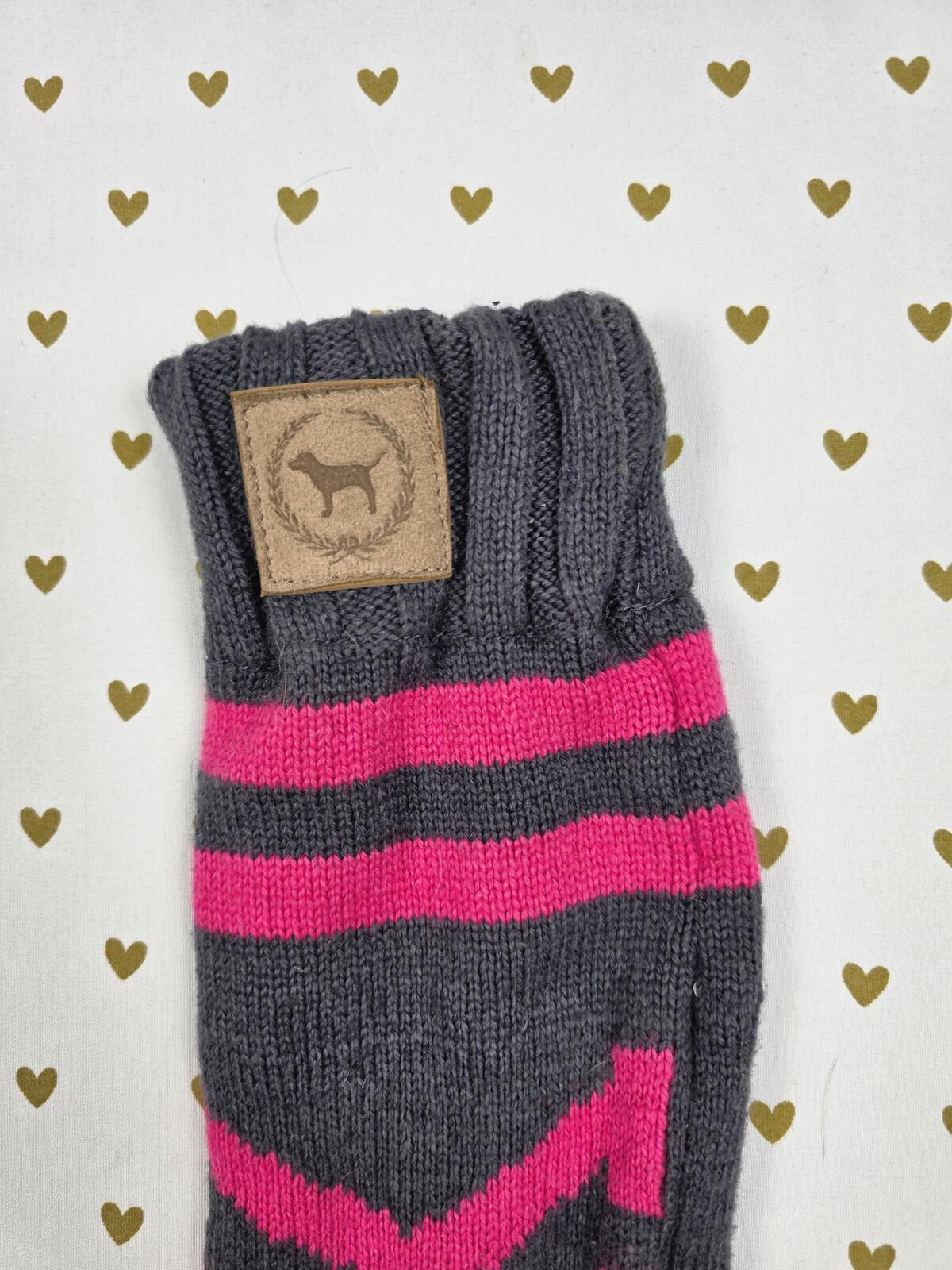 PINK Victoria's Secret Sweater Slipper Boots Gray Pink Knit Booties M 7 8