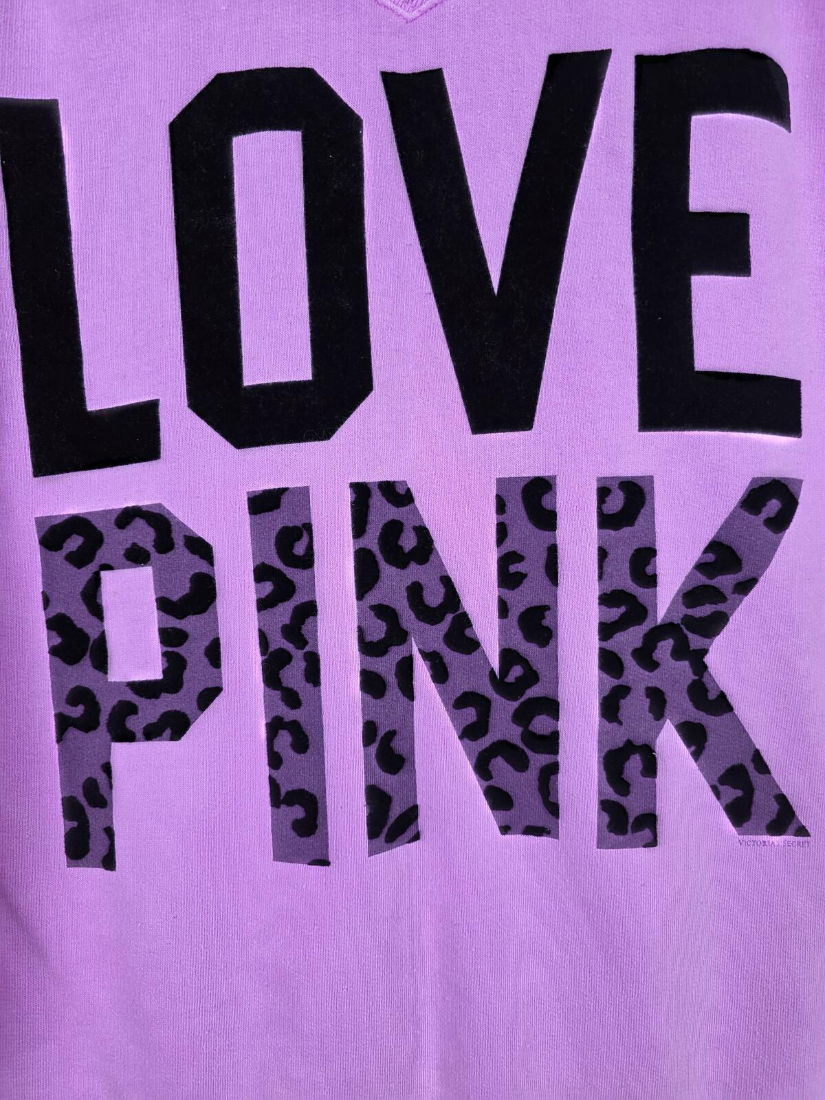 Victorias Secret Pink Purple Velvet cheetah Leopard Logo Crew Sweater Vintage SM