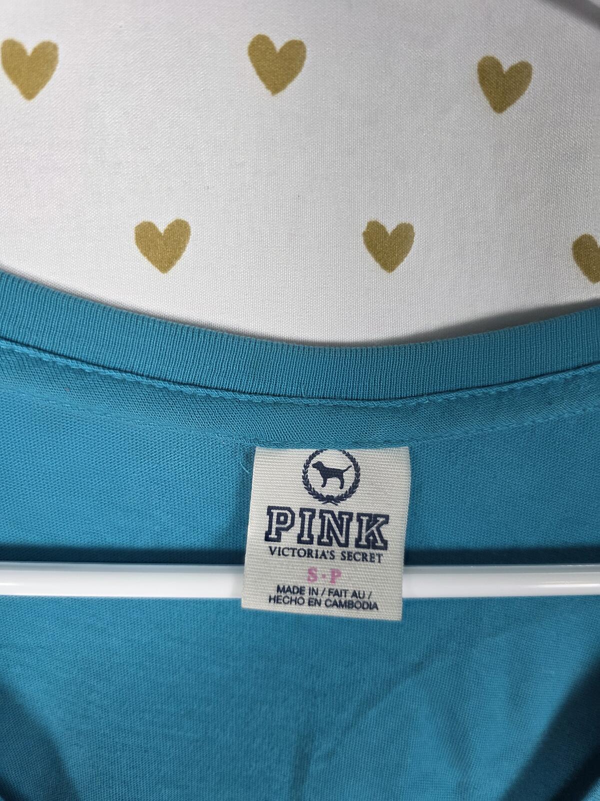 Victorias Secret PINK Vintage Blue V Neck 86 Tee Shirt SMALL
