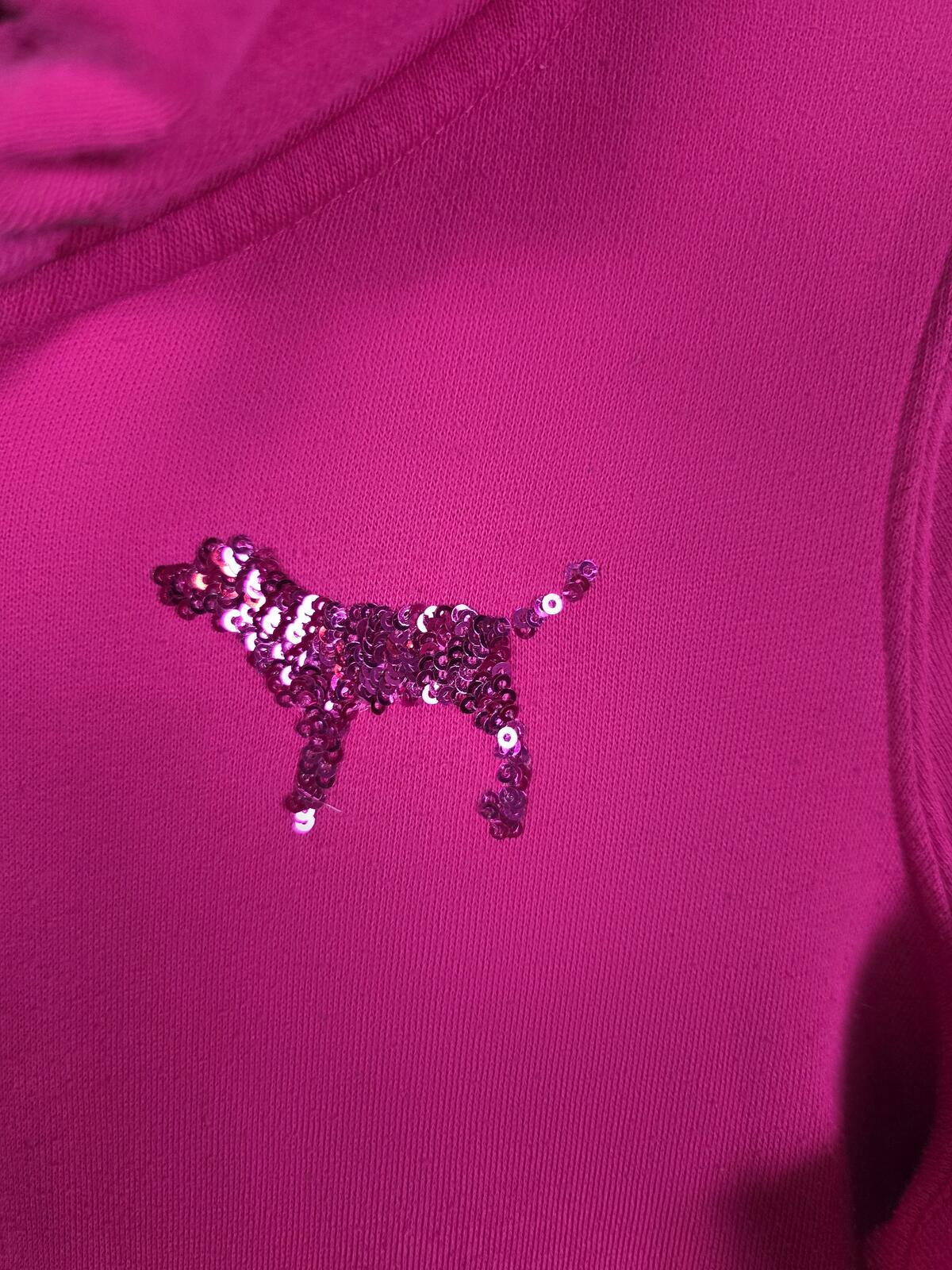 Victorias Secret Pink Striped BLING Sequined Full Zip Hoodie Jacket SMALL Y2k