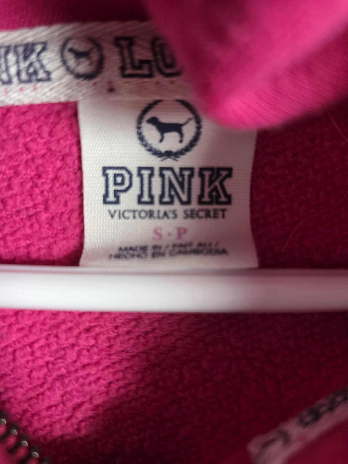 Victorias Secret Pink Striped BLING Sequined Full Zip Hoodie Jacket SMALL Y2k