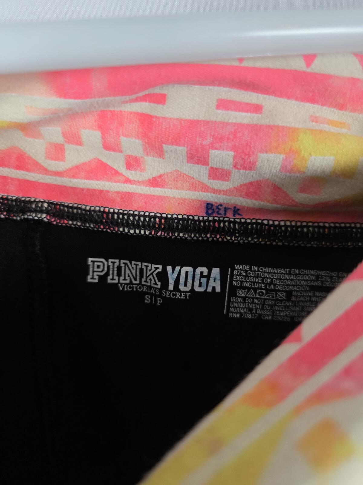 Victorias Secret PINK Neon Geometric Foldover Yoga Pants Flare Small BLING