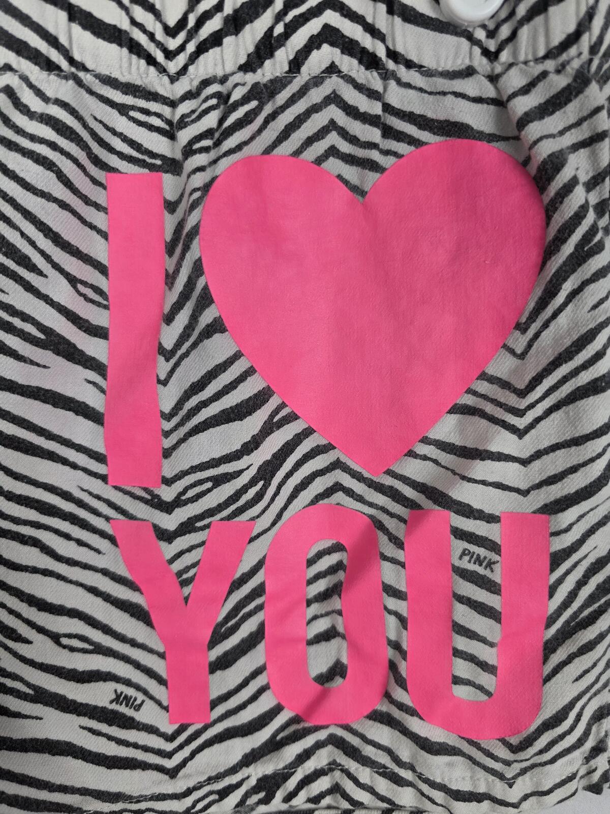 Vintage Victoria's Secret PINK Zebra Sleep Shorts I Love You LOVE PINK M