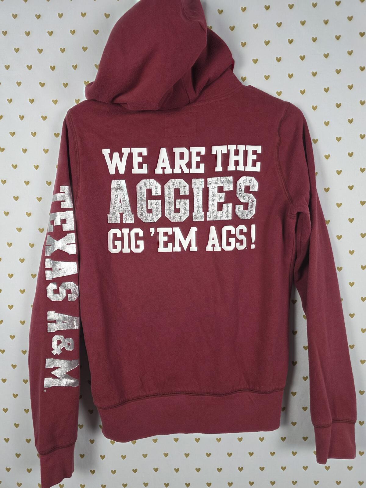 Victorias Secret Pink Texas A&M Aggies College Full zip Hoodie jacket SMALL