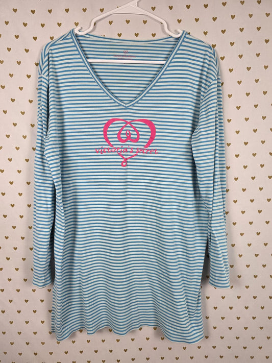 Victorias Secret Vintage 90's Cotton Striped Long Sleeve Nightgown Sleep Shirt S