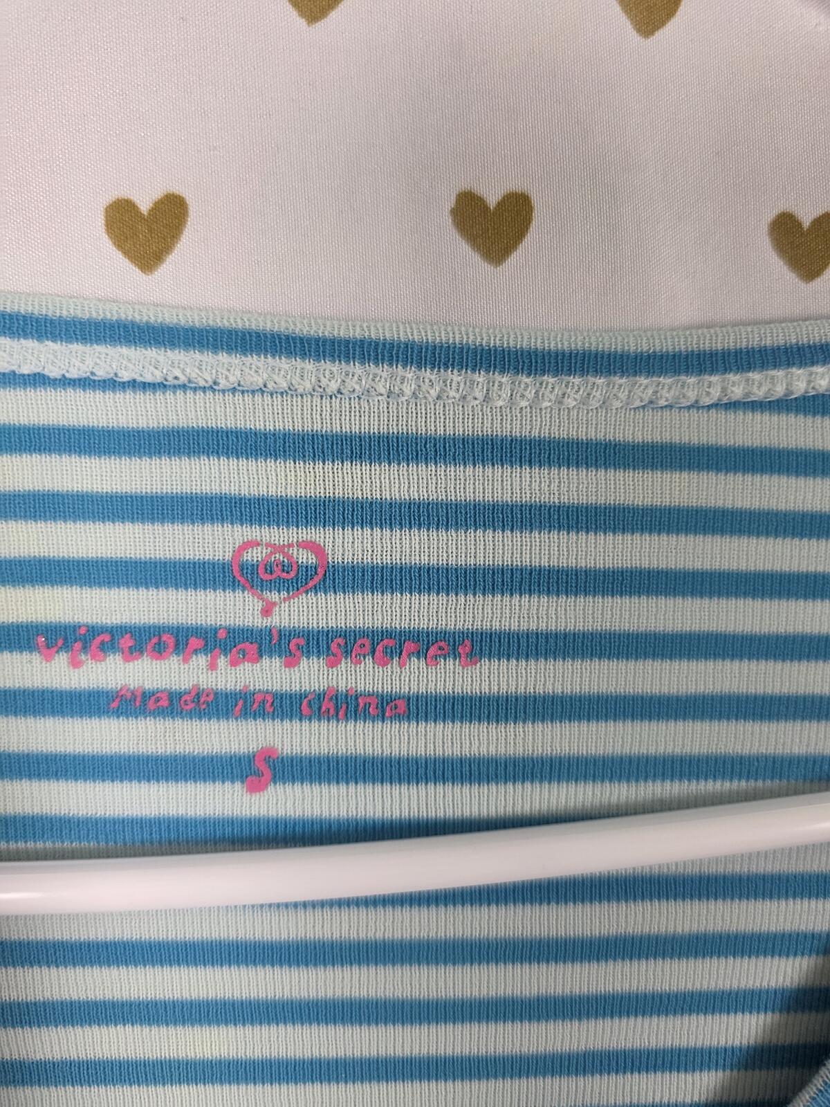 Victorias Secret Vintage 90's Cotton Striped Long Sleeve Nightgown Sleep Shirt S