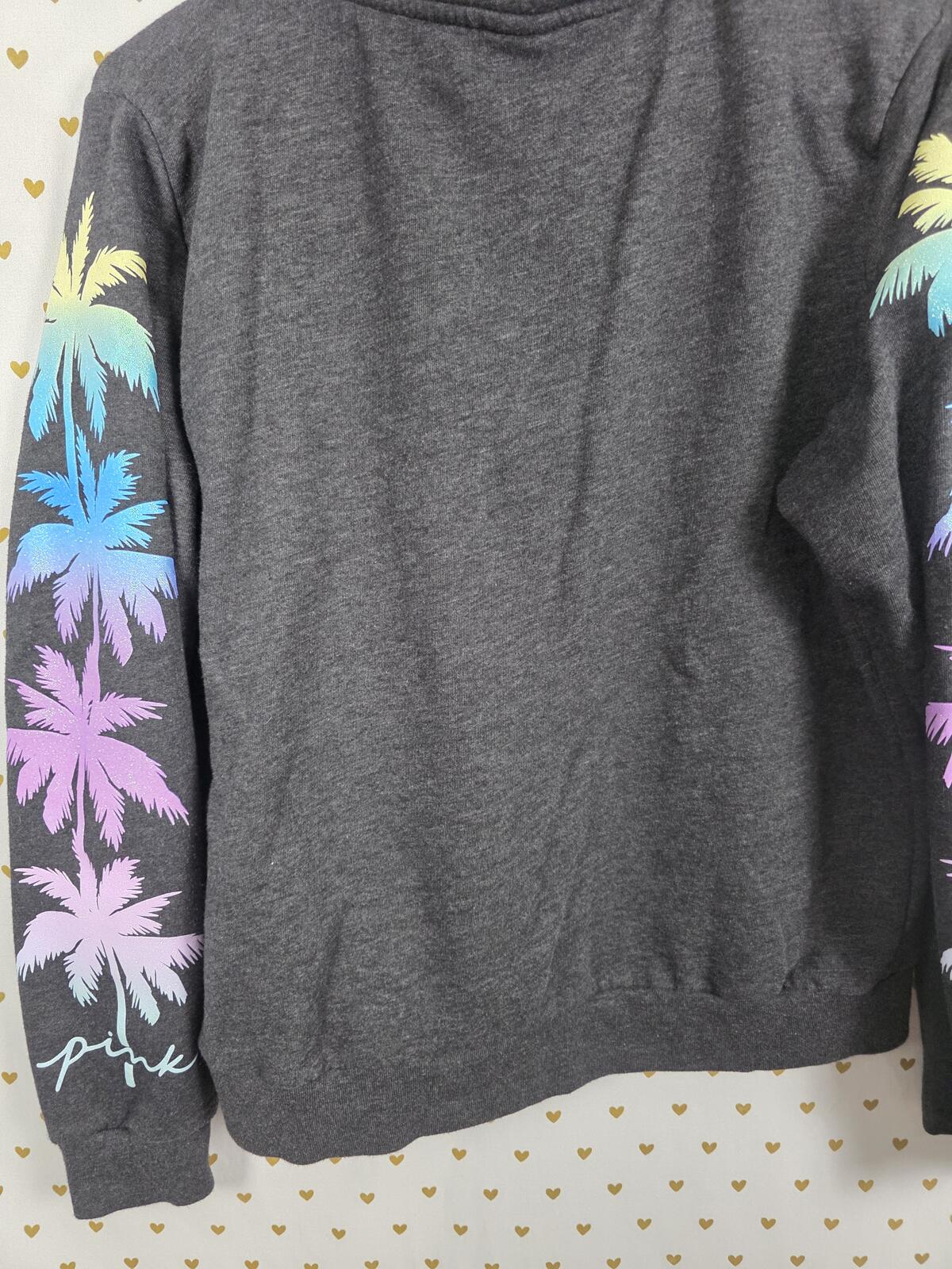 Victorias Secret Pink Bling Glitter Tropical Palm SET Yoga Pants Quarter Zip LRG