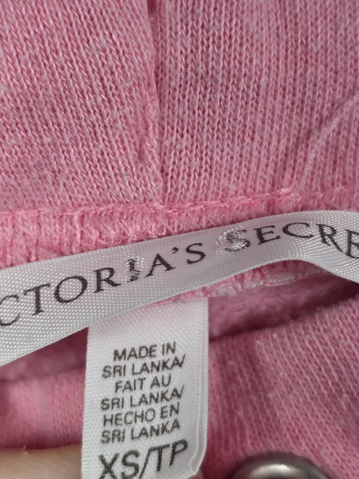 Victorias Secret BLING Sequined Heart Sweats Sweatpants Flare Pink XS
