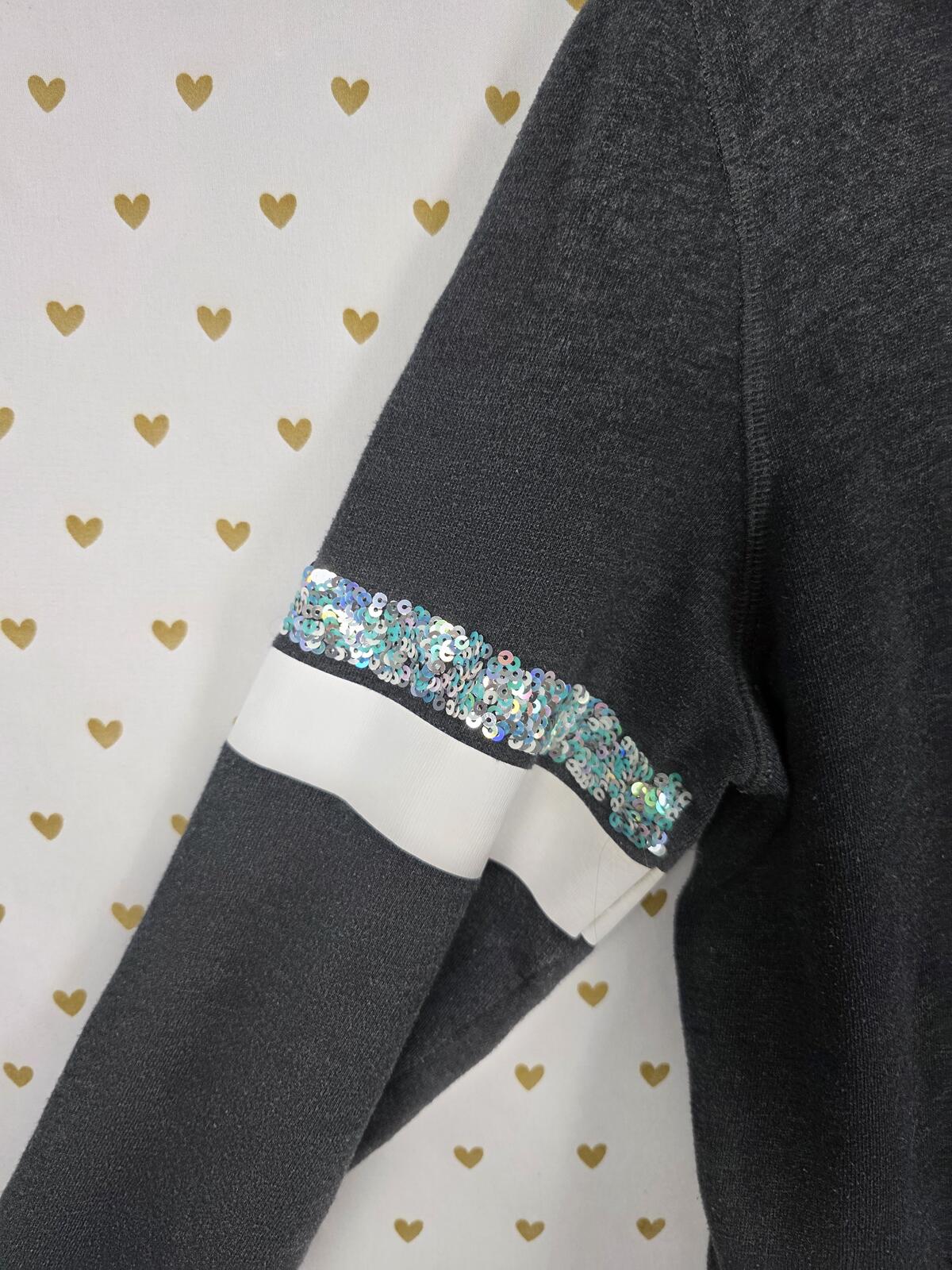 Victorias Secret Grey Sequined Bling Full zip wings Angels Hoodie Jacket MEDIUM