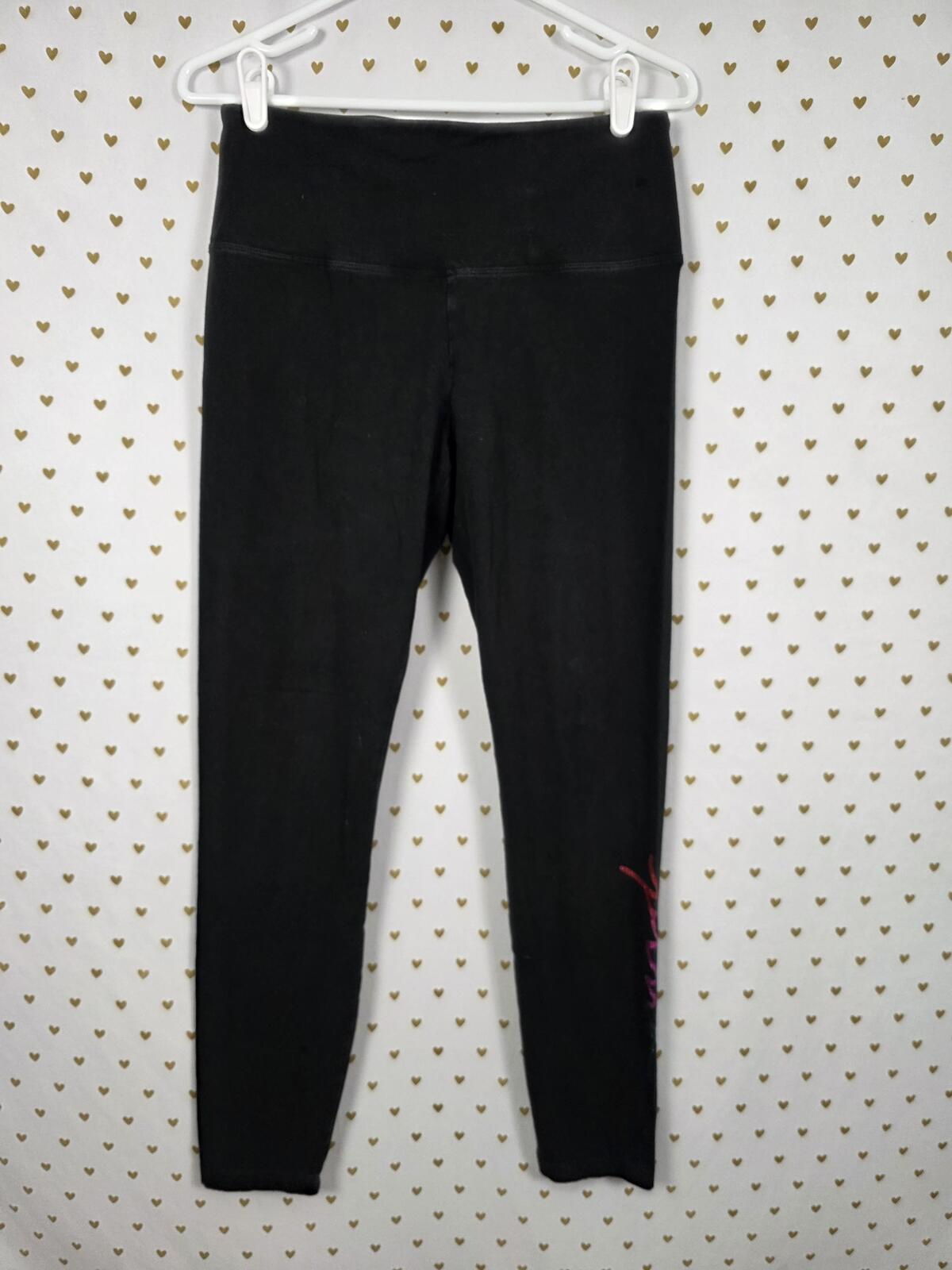 Victorias Secret PINK Gradient Rainbow Bling GLITTER Tee Shirt Yoga Pants SET L