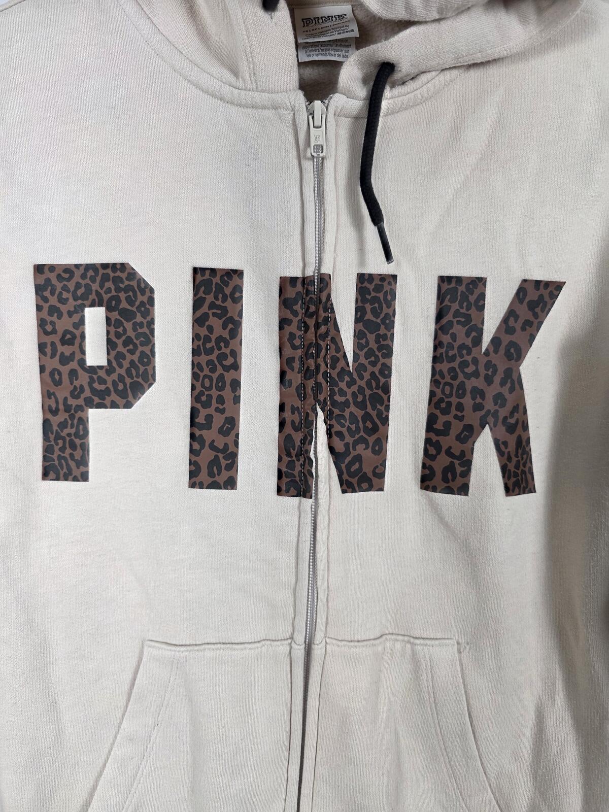 Victorias Secret Pink Cheetah Leopard Full zip Jacket Sweatpants Sweats SET XS