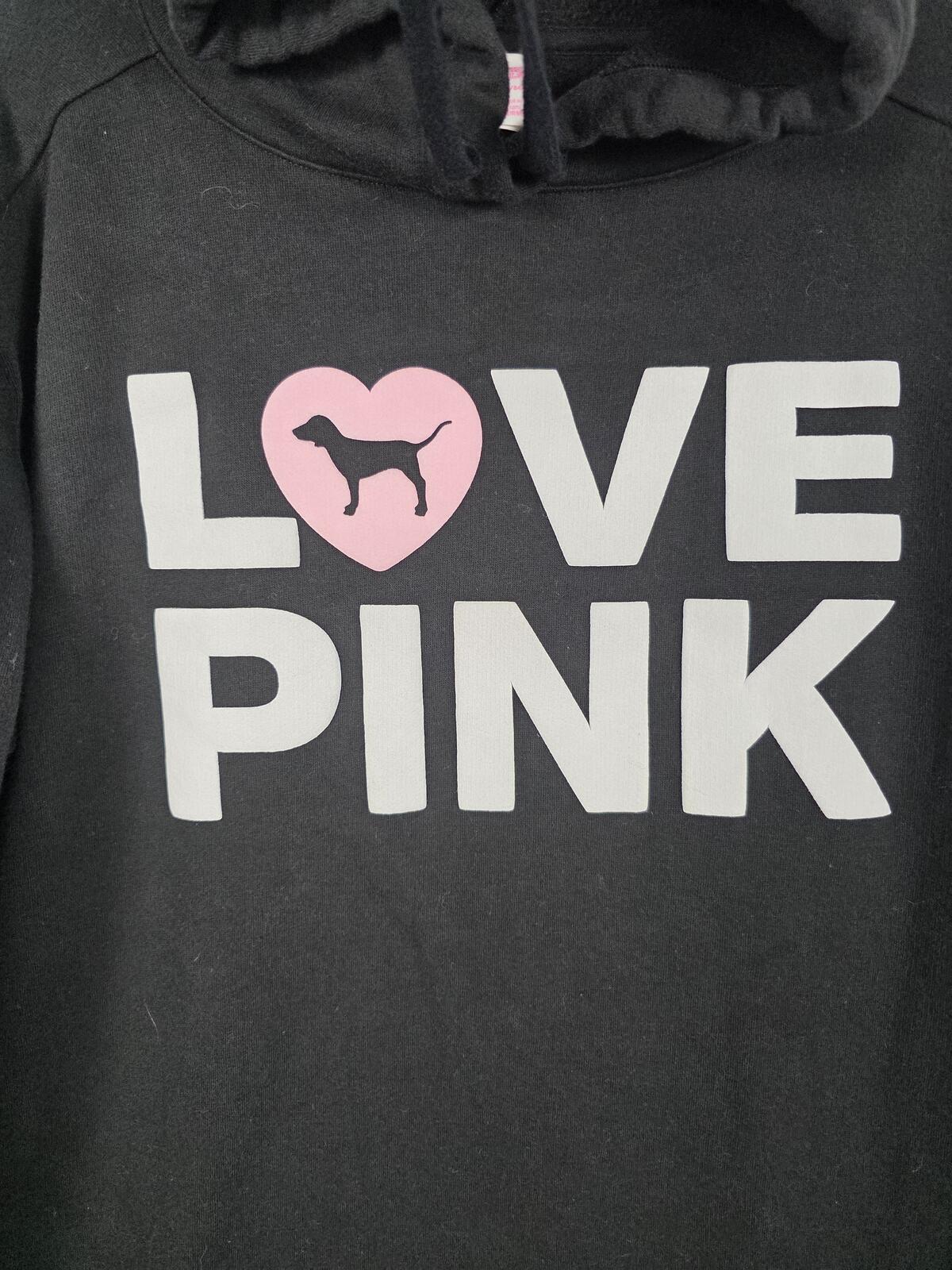 Victorias Secret Pink LOVE Campus Originals Pullover Hoodie Sweater XS Pockets