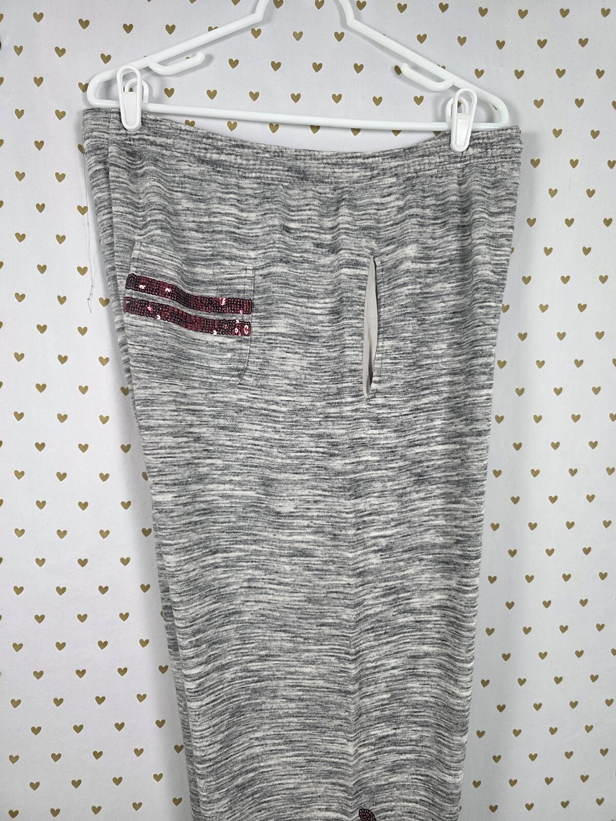 Victorias Secret Pink RED BLING SEQUINED Hoodie Jacket Sweatpants SET Large