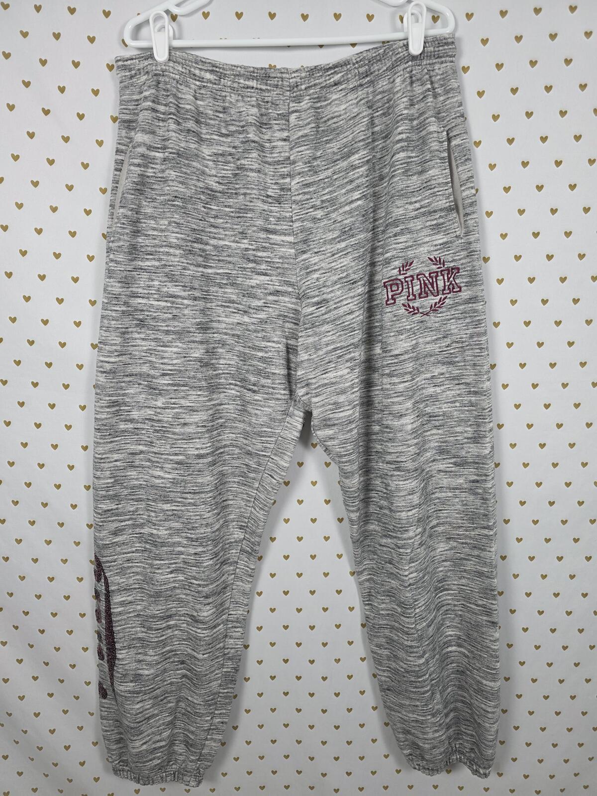 Victorias Secret Pink RED BLING SEQUINED Hoodie Jacket Sweatpants SET Large