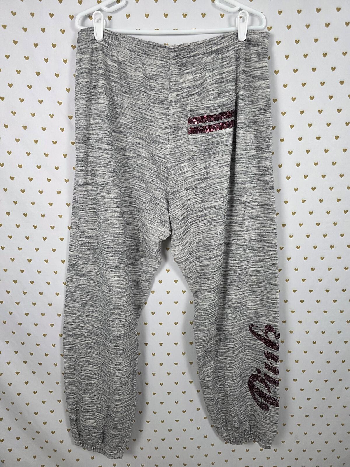 Victorias Secret Pink RED BLING SEQUINED Hoodie Jacket Sweatpants SET Large