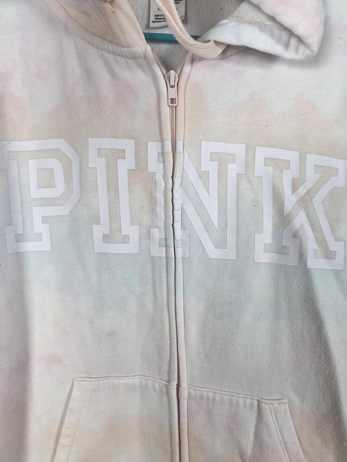 Victorias Secret Pink Tye Dye Full zip hoodie Sweatpants SET Large Sweats