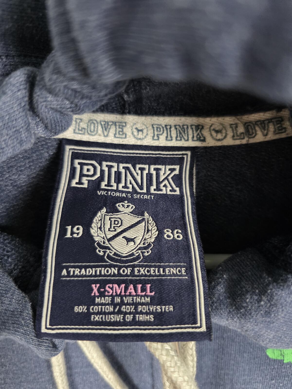 Victorias Secret Pink Vintage Y2k Full Zip Hoodie Jacket Recycle Coat XS