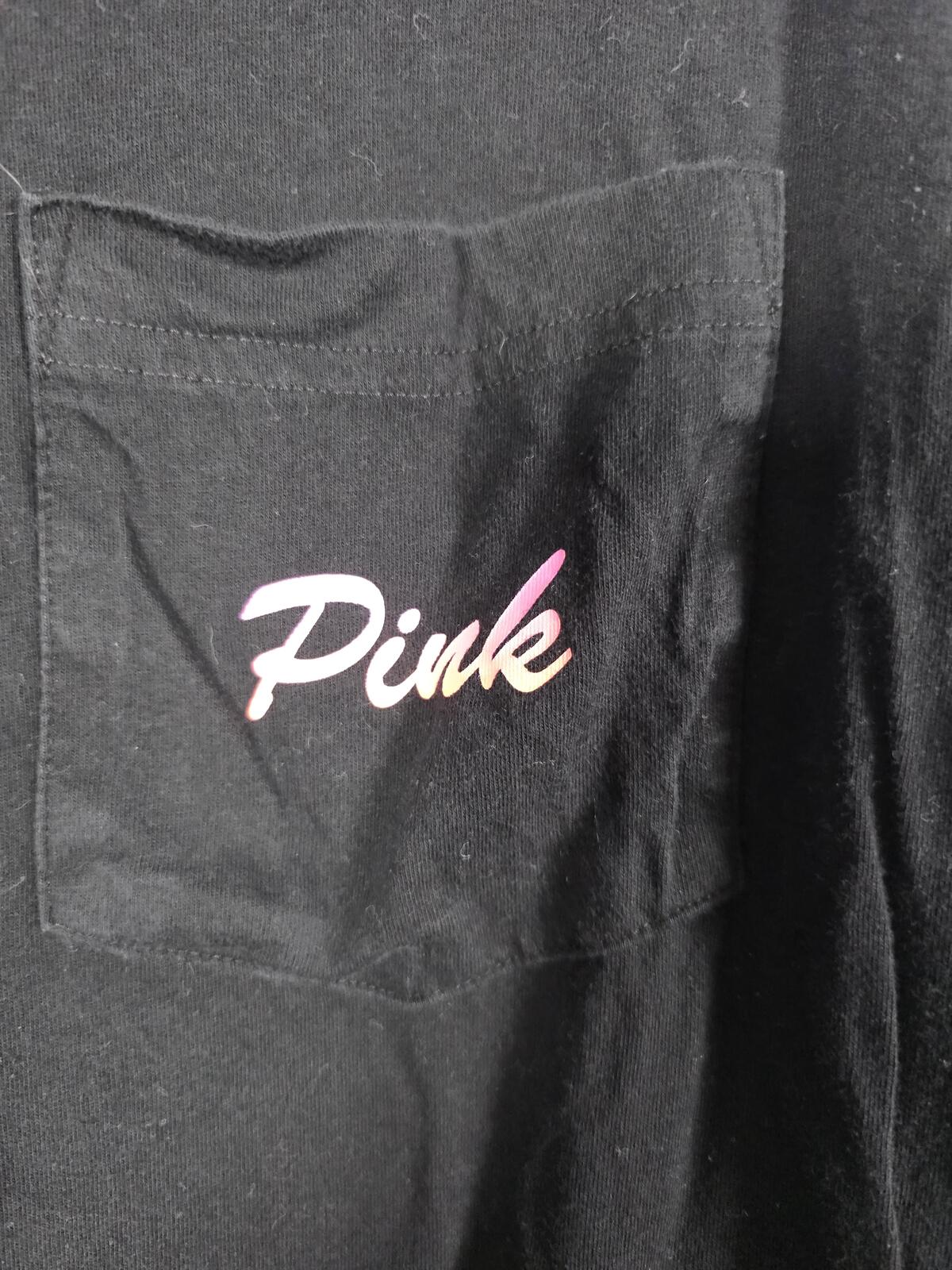Victorias Secret PINK XS Black Long Sleeve Campus Tee shirt Love