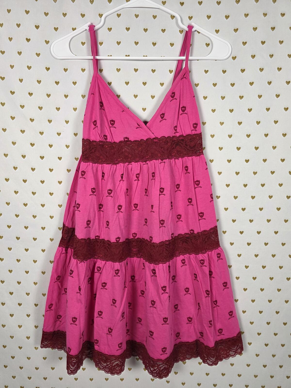 University of PINK Victoria's Secret Pink Lace Logo Sundress Vintage Y2k Med