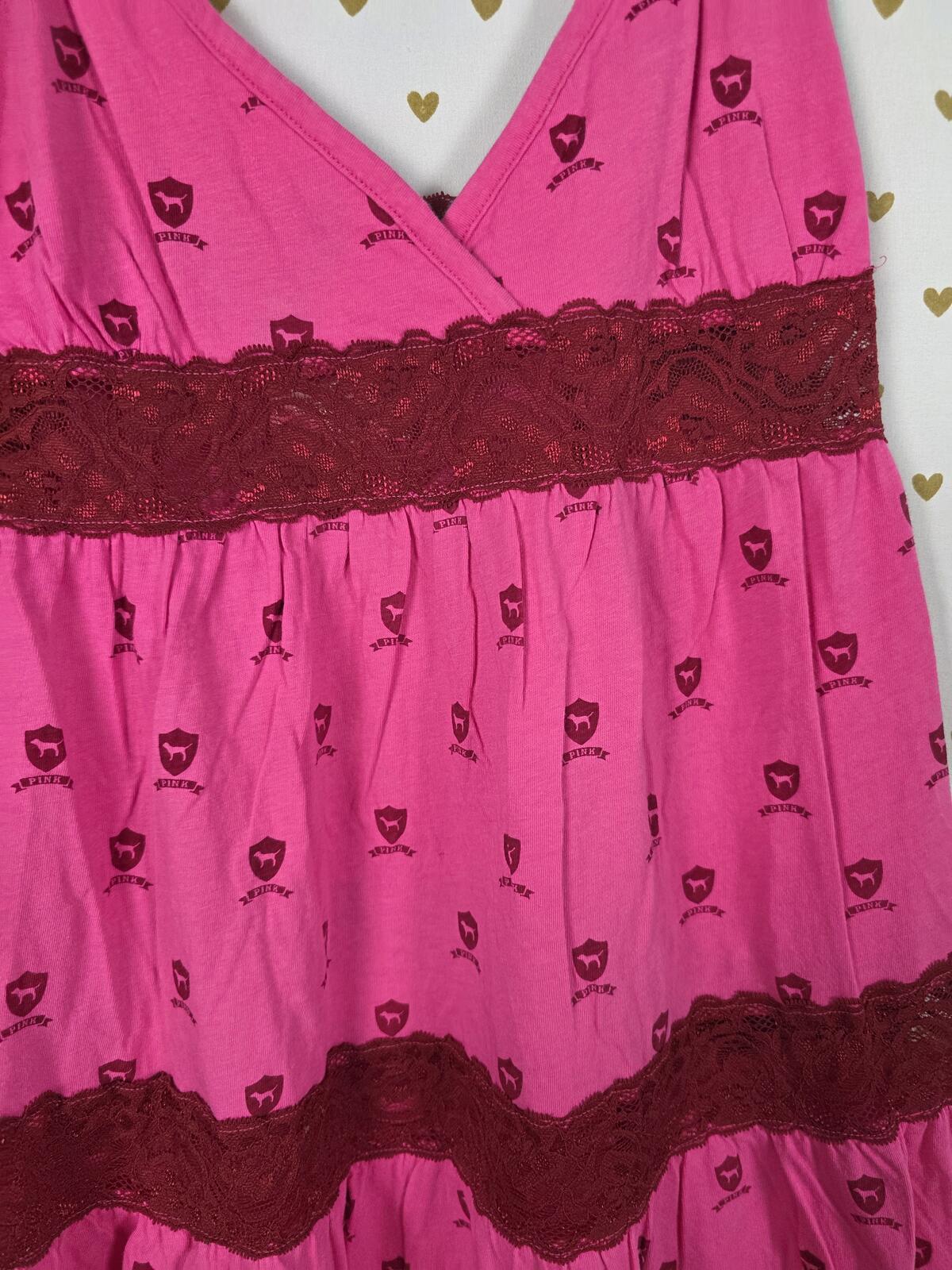 University of PINK Victoria's Secret Pink Lace Logo Sundress Vintage Y2k Med