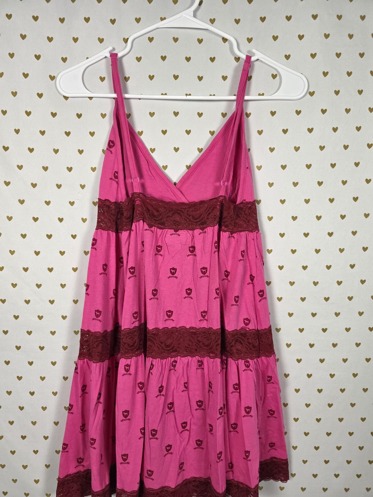 University of PINK Victoria's Secret Pink Lace Logo Sundress Vintage Y2k Med