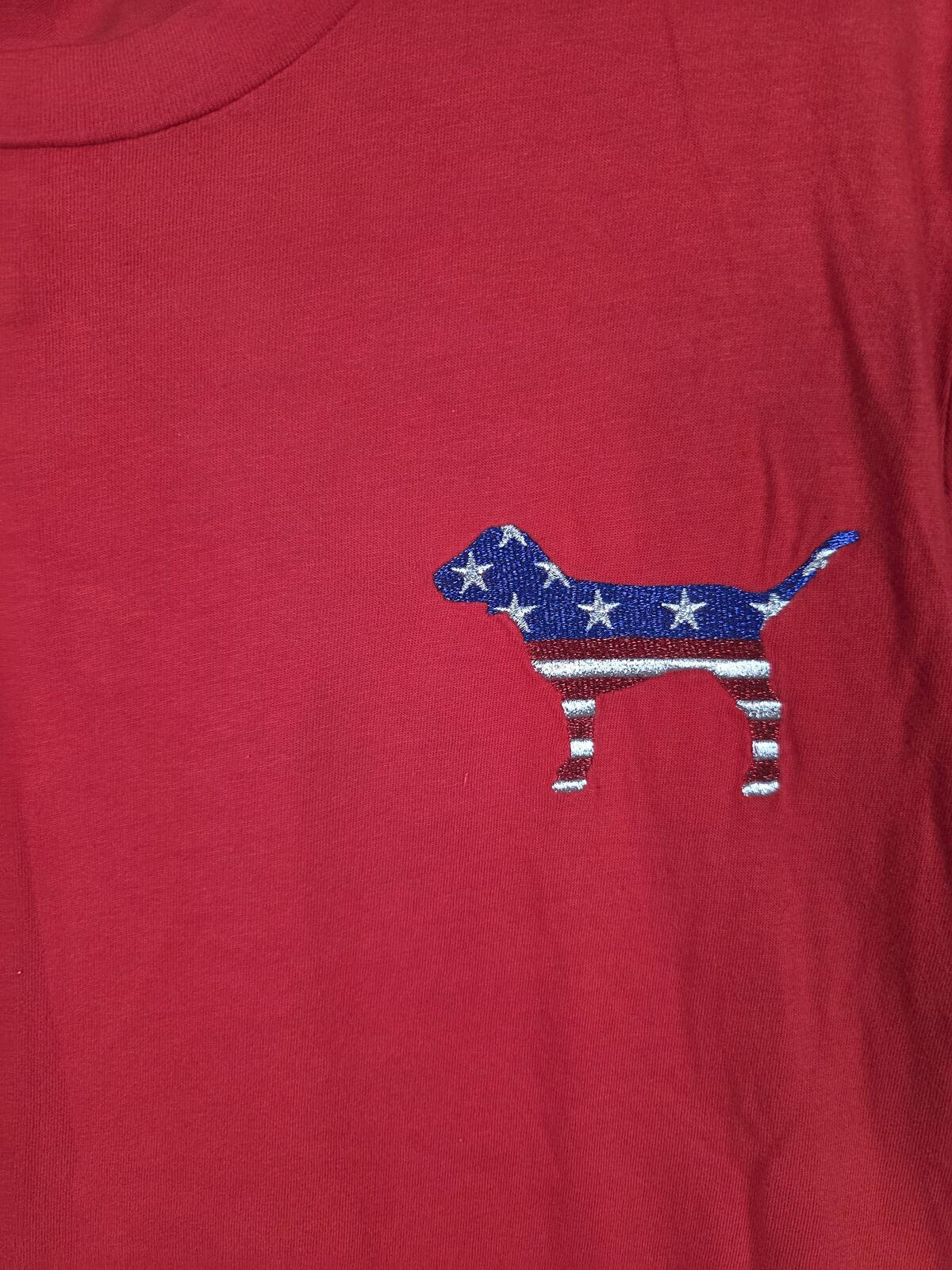 Victorias Secret PINK USA America BLING Flag Sequined Tee shirt MEDIUM