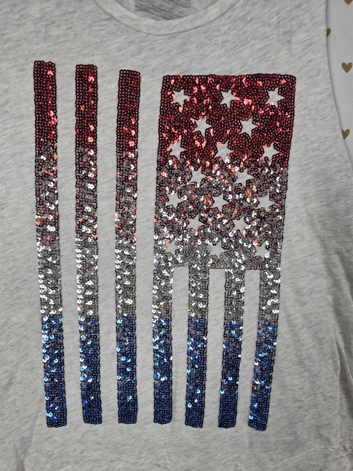 Victorias Secret PINK USA Flag Bling American Tank Top Tee SMALL