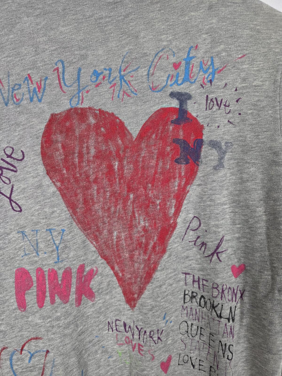 PINK Victoria's Secret NYC Doodle Graffiti Zip Hoodie Heart Graphic L