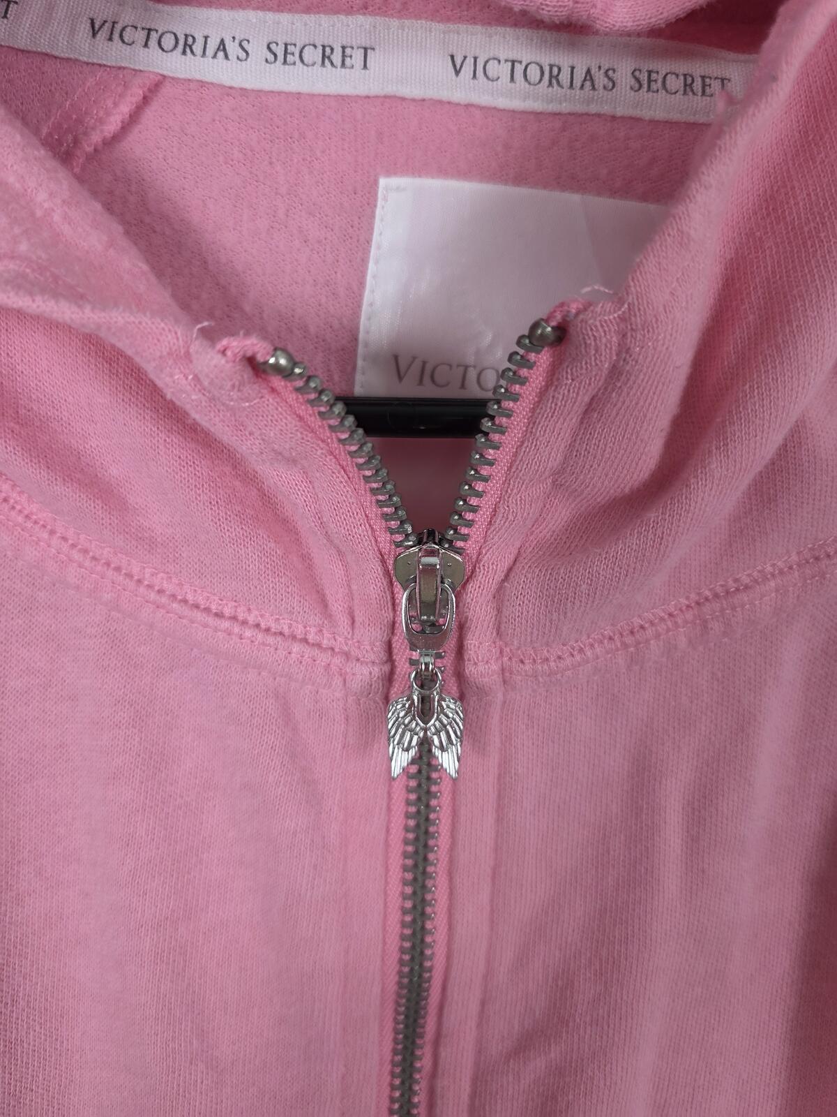 Victorias Secret Large Pink BLING WINGS angels Studded Full zip hoodie jacket